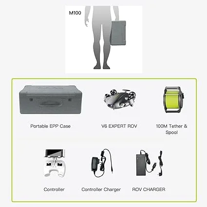 FIFISH QYSEA V6 Expert Underwater ROV Drone with 100M Tether